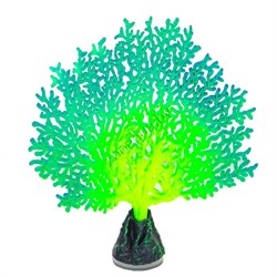 Флуоресцентная аквариумная декорация GLOXY Коралл веерный зеленый, 13,5х3х16см - фото 25164