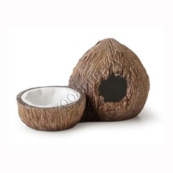 Поилка с укрытием кокос Exo Terra Coconut Hide & Water Dish 14х24х13 см - фото 26110