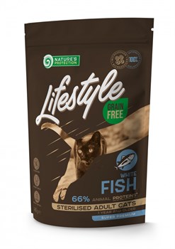 Сухой корм беззерновой NP Lifestyle Grain Free White Fish Sterilised д/к стерил. с белой рыбой, 400 г. - фото 37205