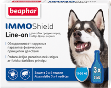 IMMO SHIELD LINE-ON DOG 3x3ml / Капли от паразитов для собак средних пород