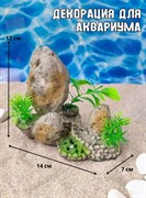 Купить Декорация для аквариума и террариума Камни с растениями ZooAqua 14х7х12 см