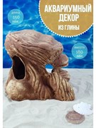 Купить Декорация для аквариума №113 ZooAqua "Пень", керамика, 18x15 см, цвет глины
