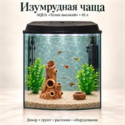 Аквариум Aqua «Телик» высокий 45 л «Изумрудная чаща» с глиняным декором, растениями и включённым освещением