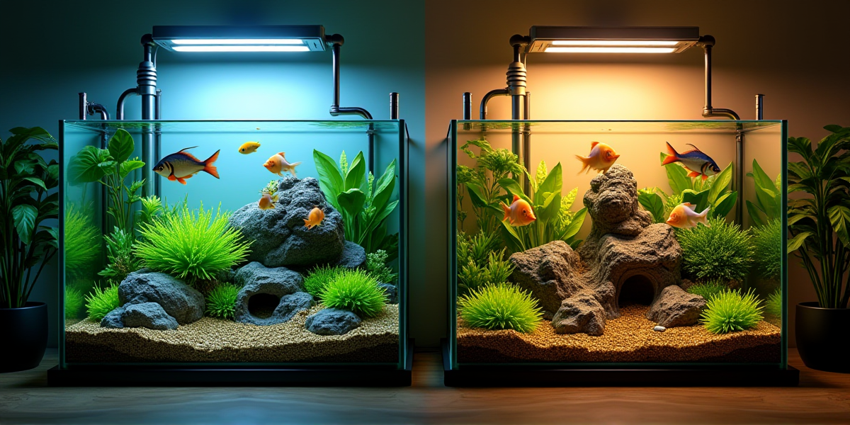 Классический прямоугольный аквариум на 60 литров с гуппи и неонами