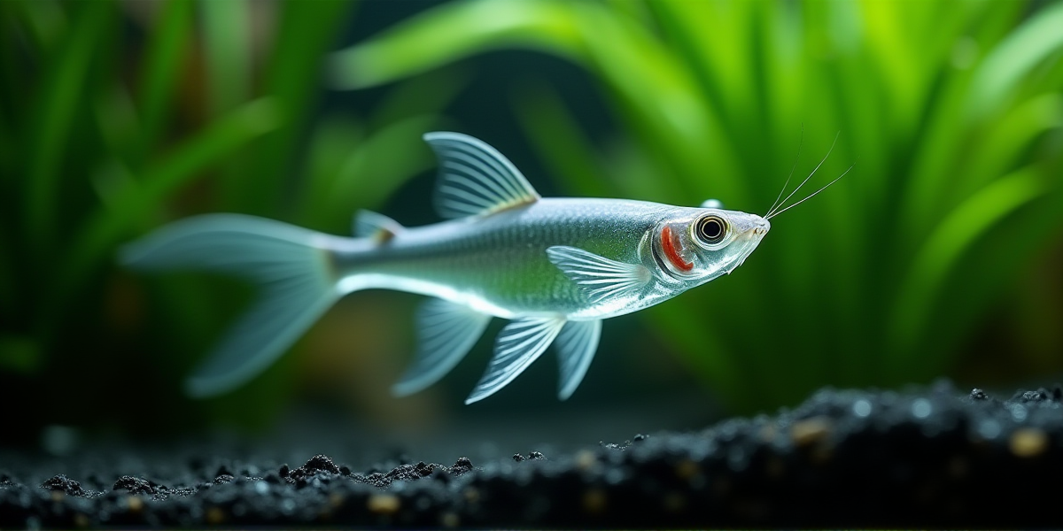 Процесс кормления стеклянных сомов мелким кормом