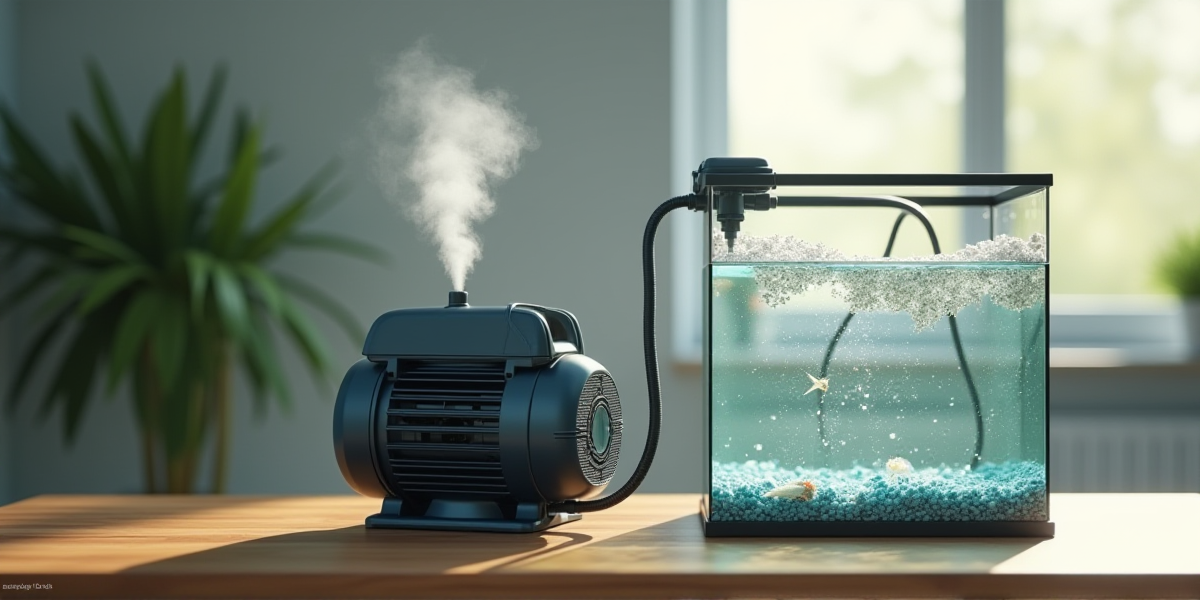 Красивый аквариум с правильно настроенной аэрацией: мелкие пузырьки поднимаются вдоль задней стенки