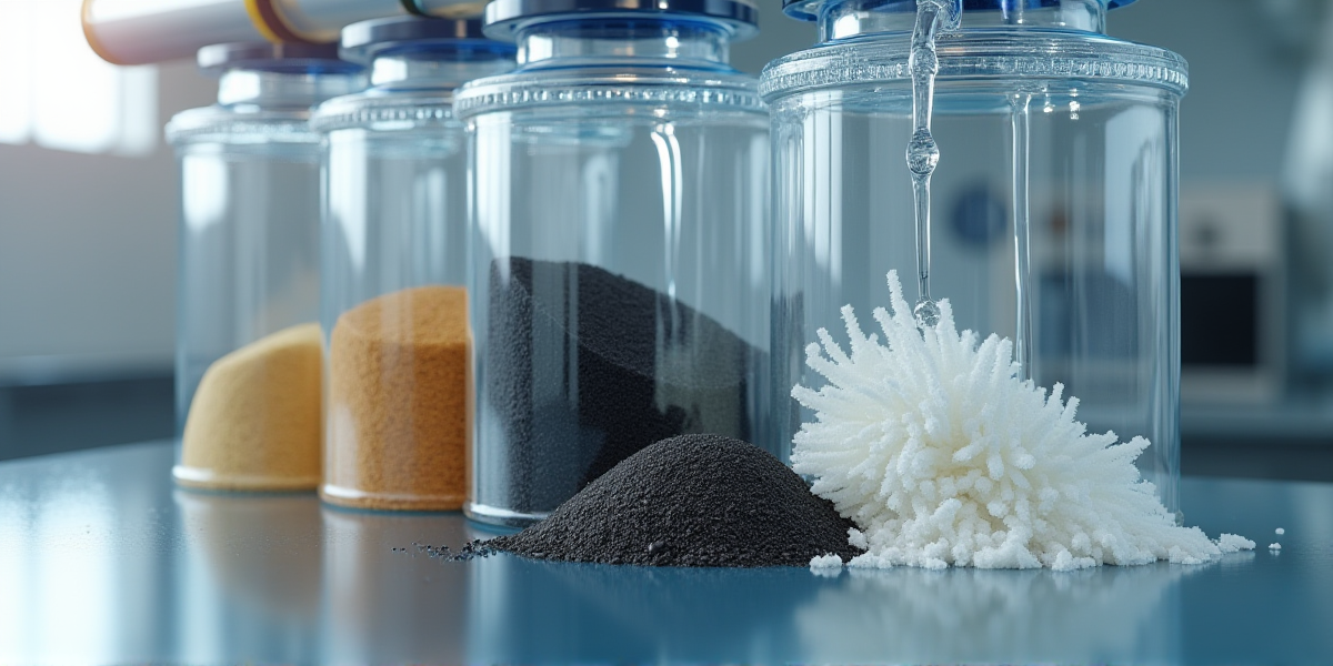 Разрез внешнего канистрового фильтра, демонстрирующий правильную последовательность укладки наполнителей: губки, керамика, синтепон