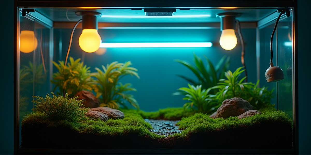 Схема расположения ламп T5 и T8 в крышке террариума