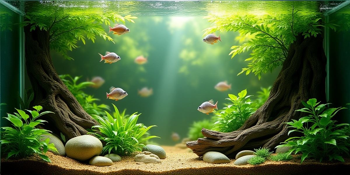 Оформление аквариума для барбусов: коряги и свободное пространство