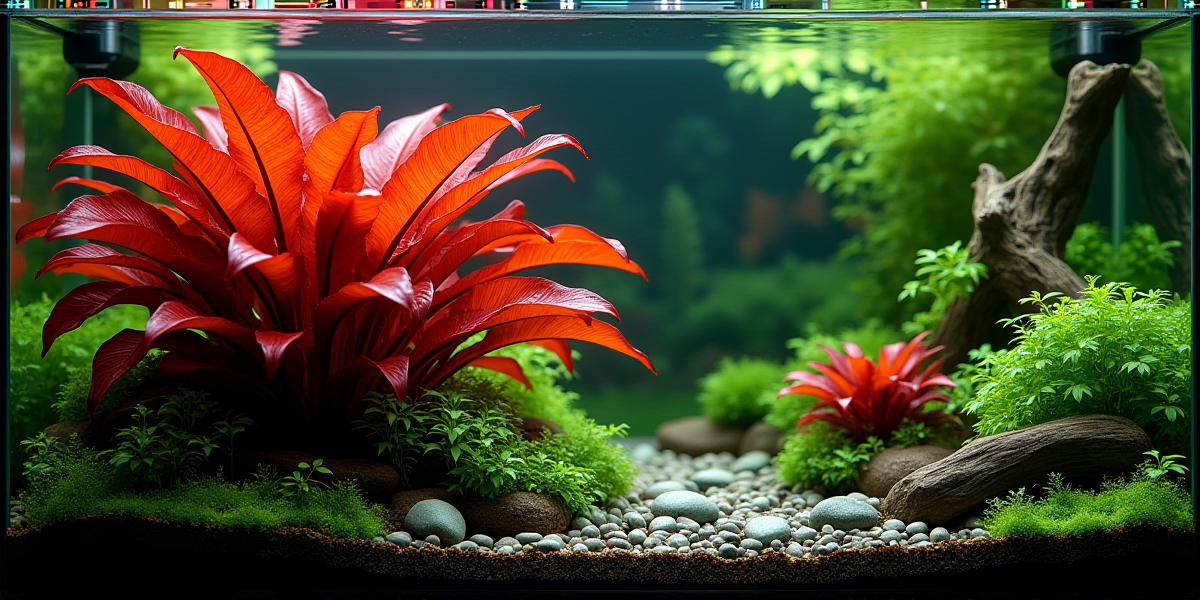 Яркая Людвигия в аквариуме