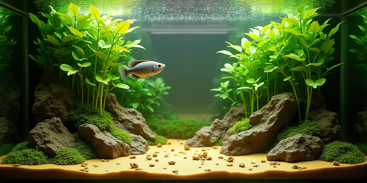 Скалярии активно поедают корм в толще воды