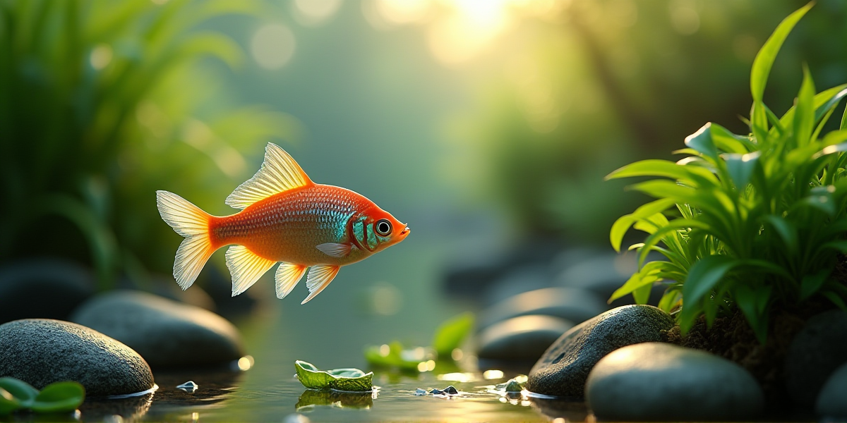 Пара скалярий ухаживает за кладкой икры на листе растения