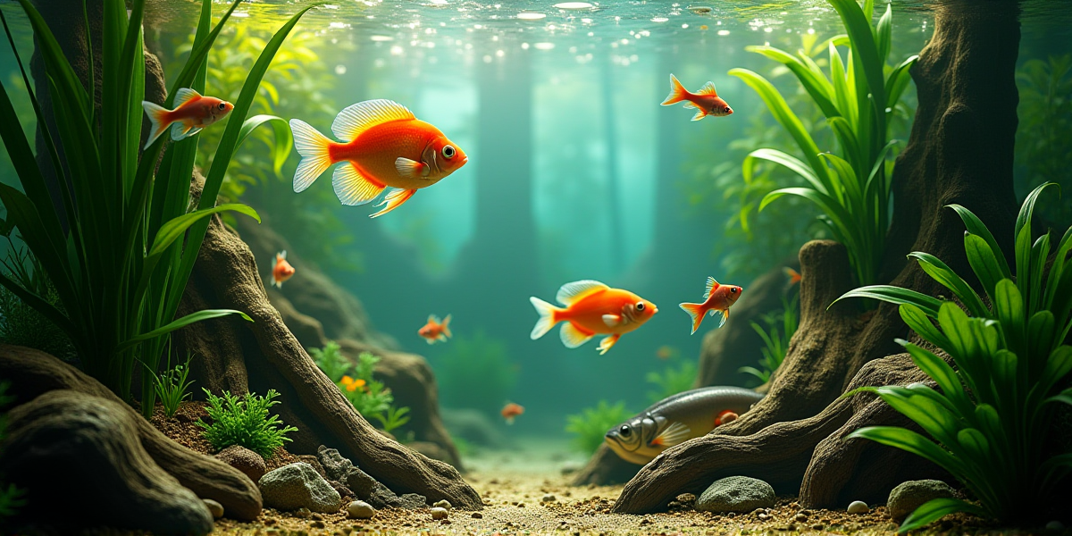 Коллаж из различных цветовых морф скалярий: Кои, Мраморная и Черная