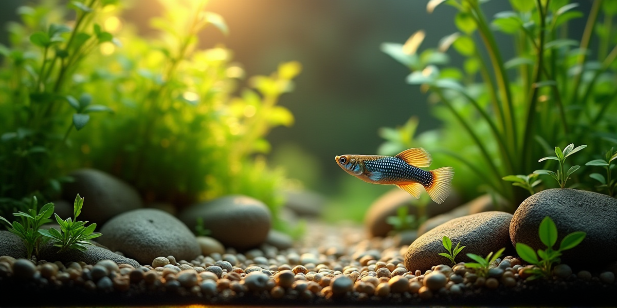 Здоровые и активные гуппи в идеально сбалансированном аквариуме