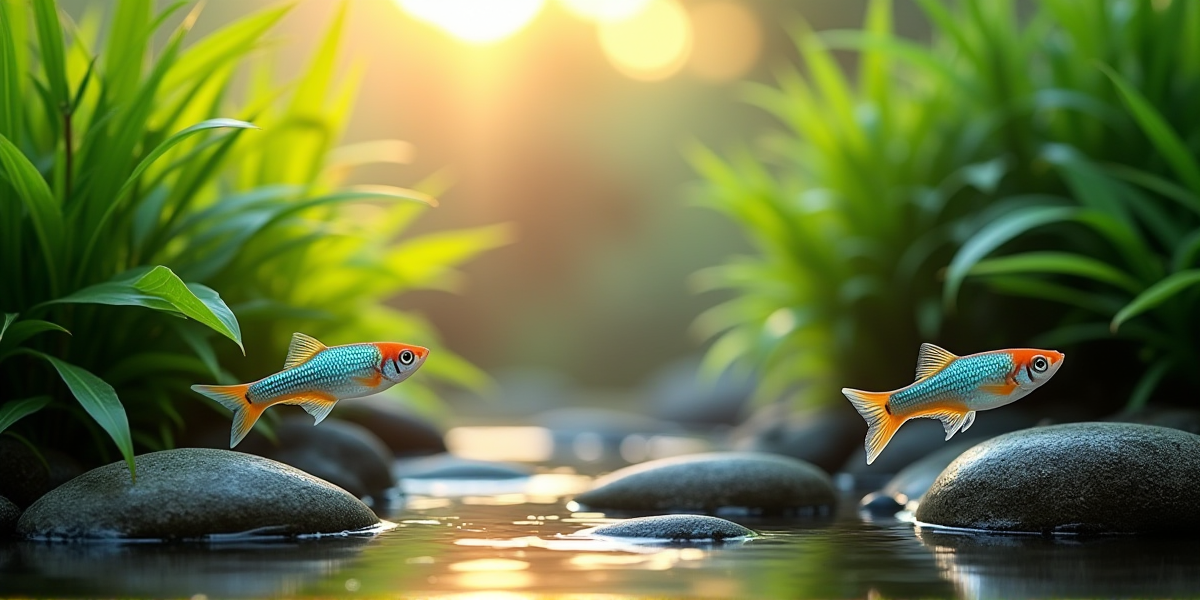 Гуппи и неоны мирно сосуществуют в общем аквариуме
