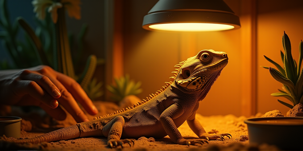 Бородатая агама с аппетитом поедает салат и сверчков