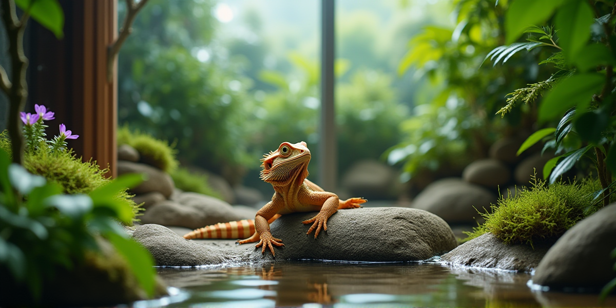 Самец агамы с черной бородой демонстрирует доминирование