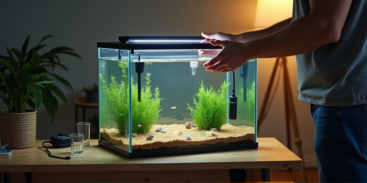 Процесс распаковки и установки нового аквариума на тумбу