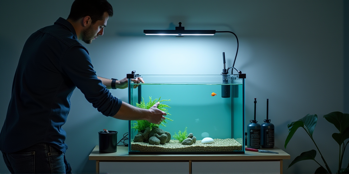 Укладка грунта в аквариум с созданием уклона к задней стенке