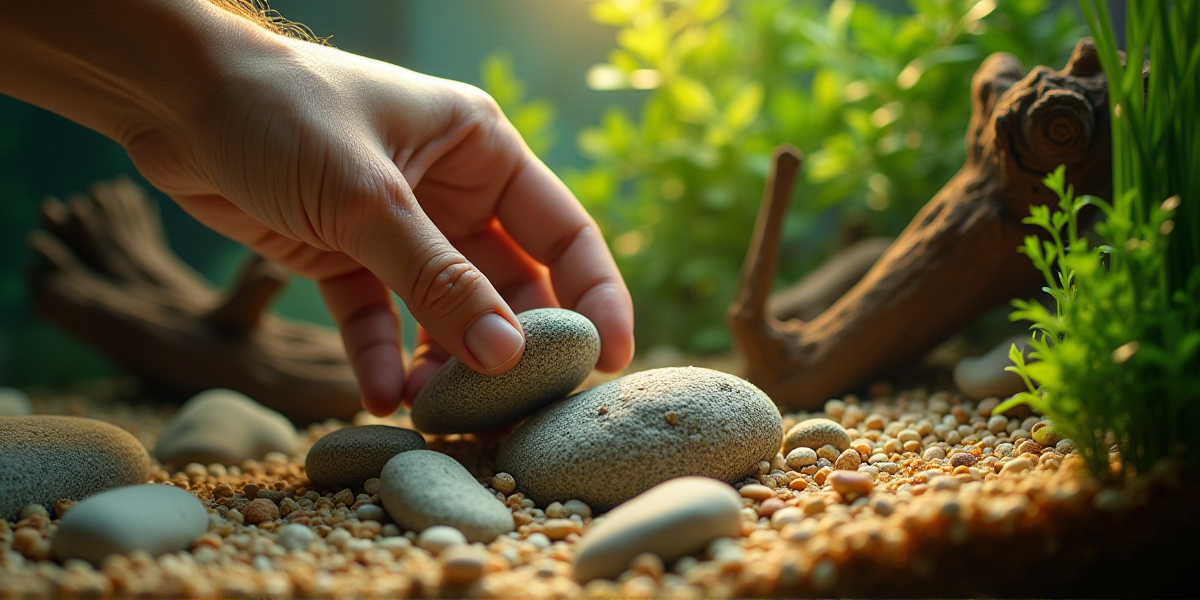 Установленный внутренний фильтр и нагреватель в аквариуме