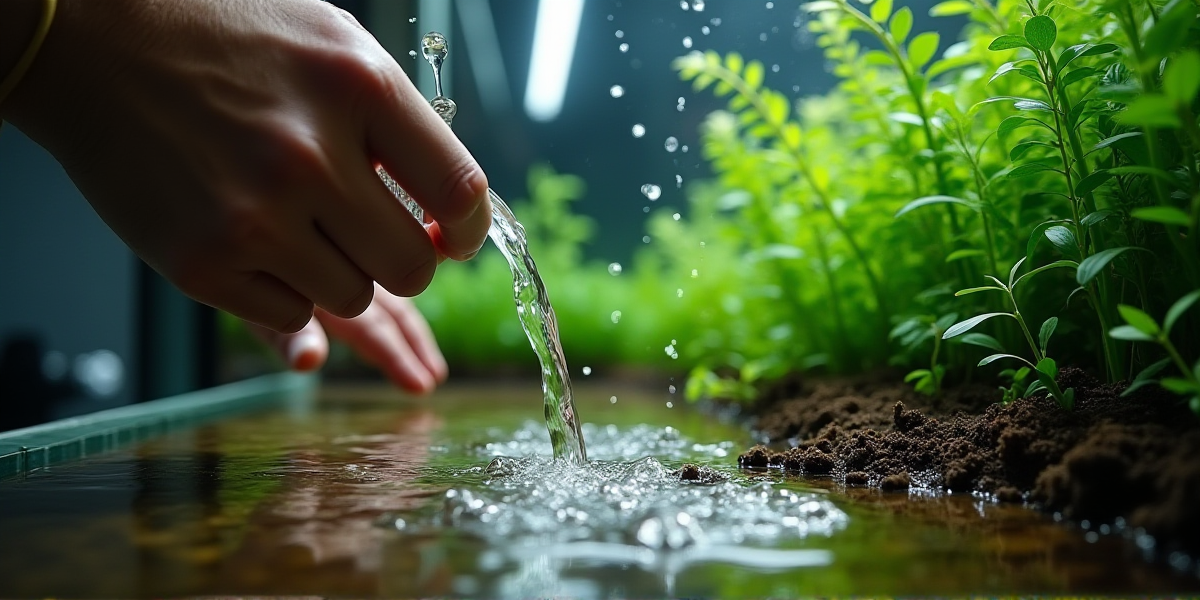 Аккуратный залив воды в аквариум