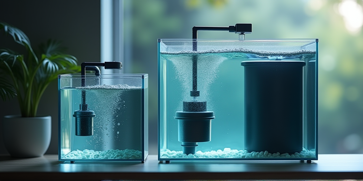 Схема работы внешнего канистрового фильтра с разными корзинами наполнителей