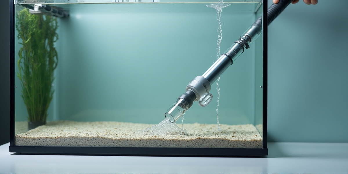 Чистый, ухоженный аквариум с прозрачной водой и здоровыми растениями после уборки