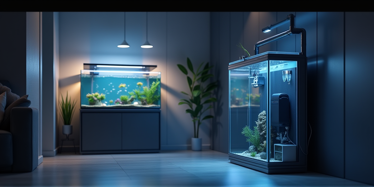 Пластиковая бутылка со льдом плавает в аквариуме для охлаждения