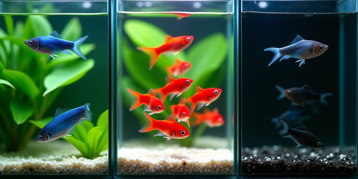 Макросъемка здорового Красного неона: четкая яркая полоса, расправленные плавники, отсутствие налета