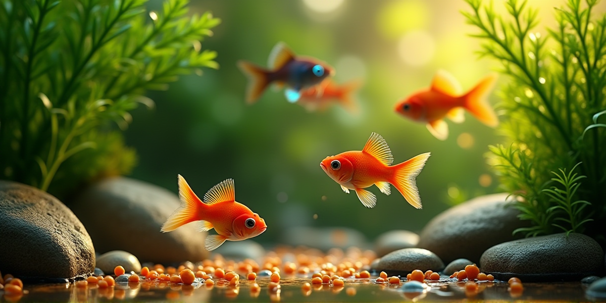 Аквариум, оборудованный для содержания меченосцев, с фильтром и растениями