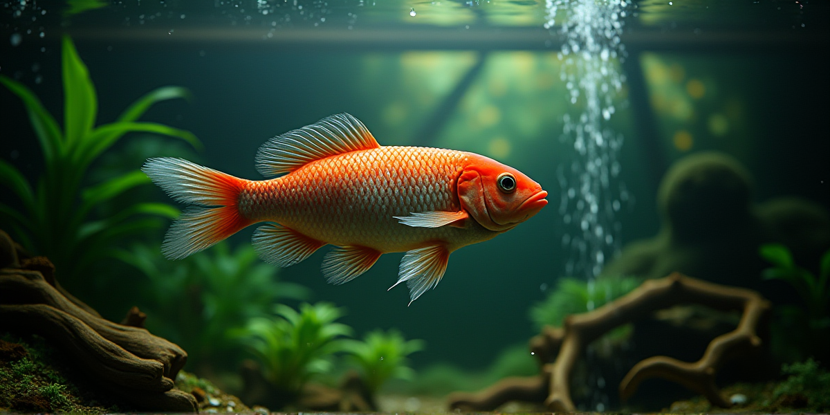 Кормление астронотуса с пинцета