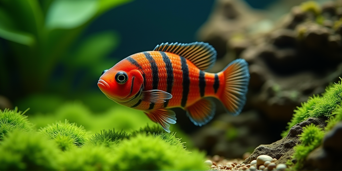 Великолепная пара классических Апистограмм Рамирези на фоне зеленых растений