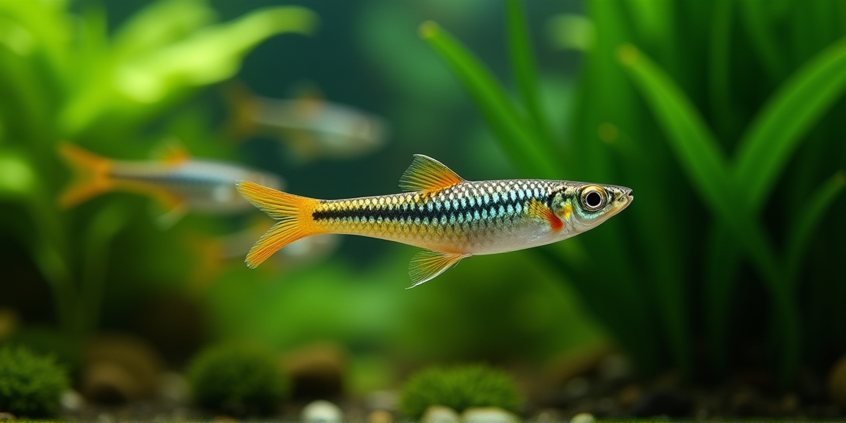 Стайка расбор клинопятнистых в аквариуме