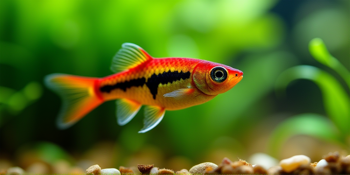 Самец Aphyosemion australe с яркой оранжевой окраской в аквариуме