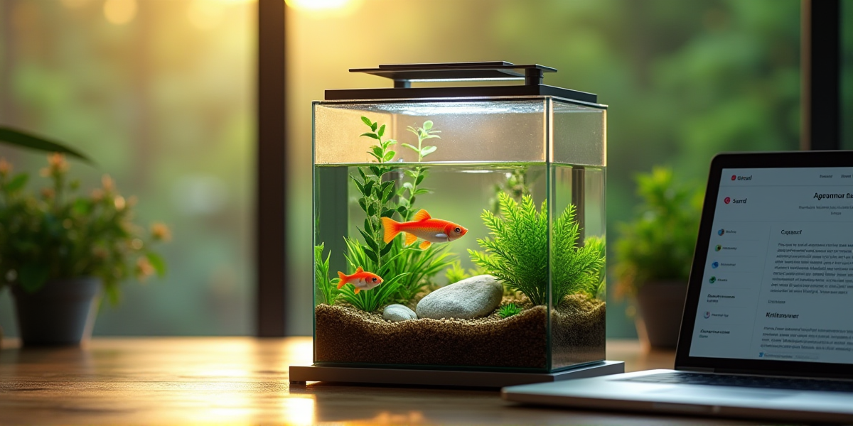 Биотопный аквариум с темной водой и плавающими растениями